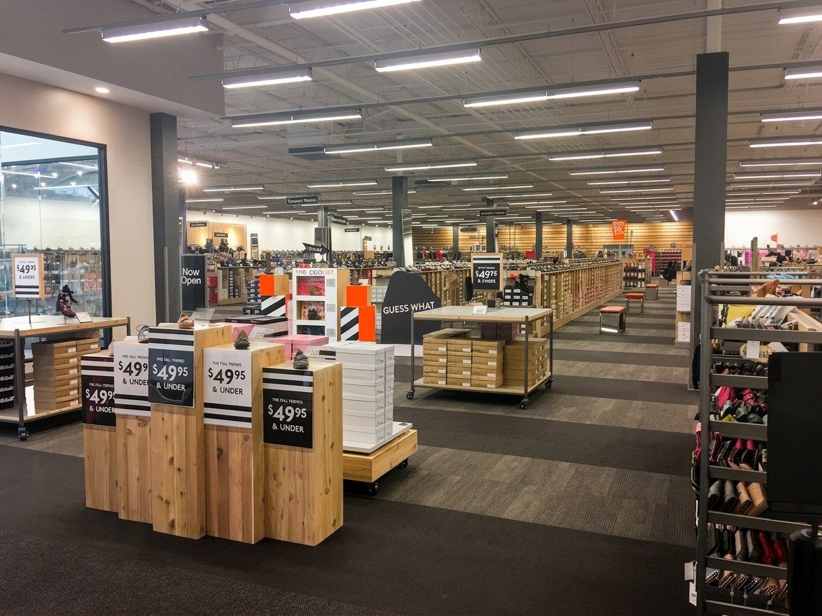DSW merchandised interior, Savannah, GA